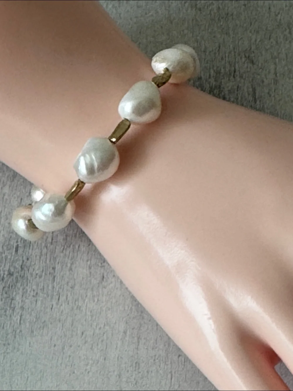 Noa Zuman Fresh Water Large Pearls Bracelet w Gold Plated Studs